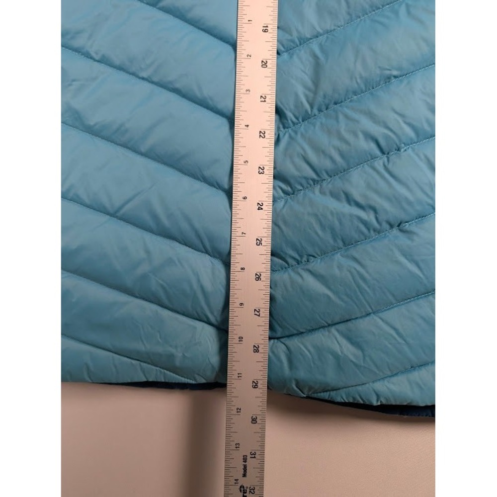 Lands End Womens Blue Colorblock Down Puffer Vest Size L 14-16 Chevron Quilted - Picture 6 of 9